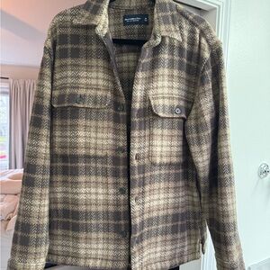 Abercrombie & Fitch Brown and Tan Plaid Shirt Jacket